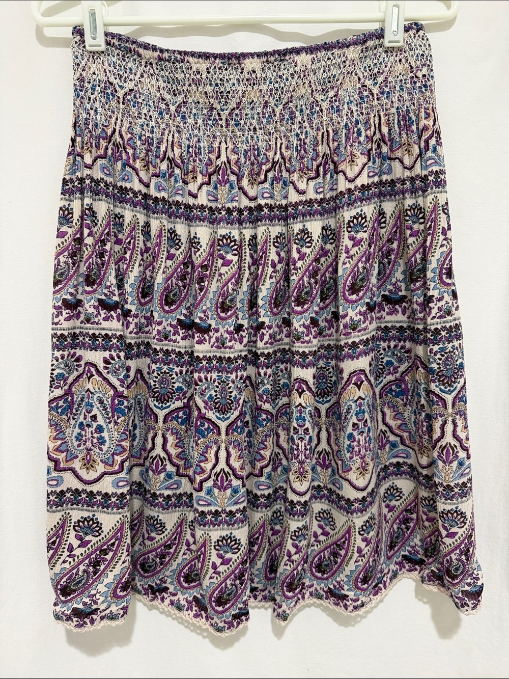 Westport Purple Multi Paisley Smocked-Waist Skirt Size S